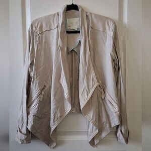 *Anthropologie Size S Waterfall Front Jacket Linen Blend Lagenlook Modern‎ Prep